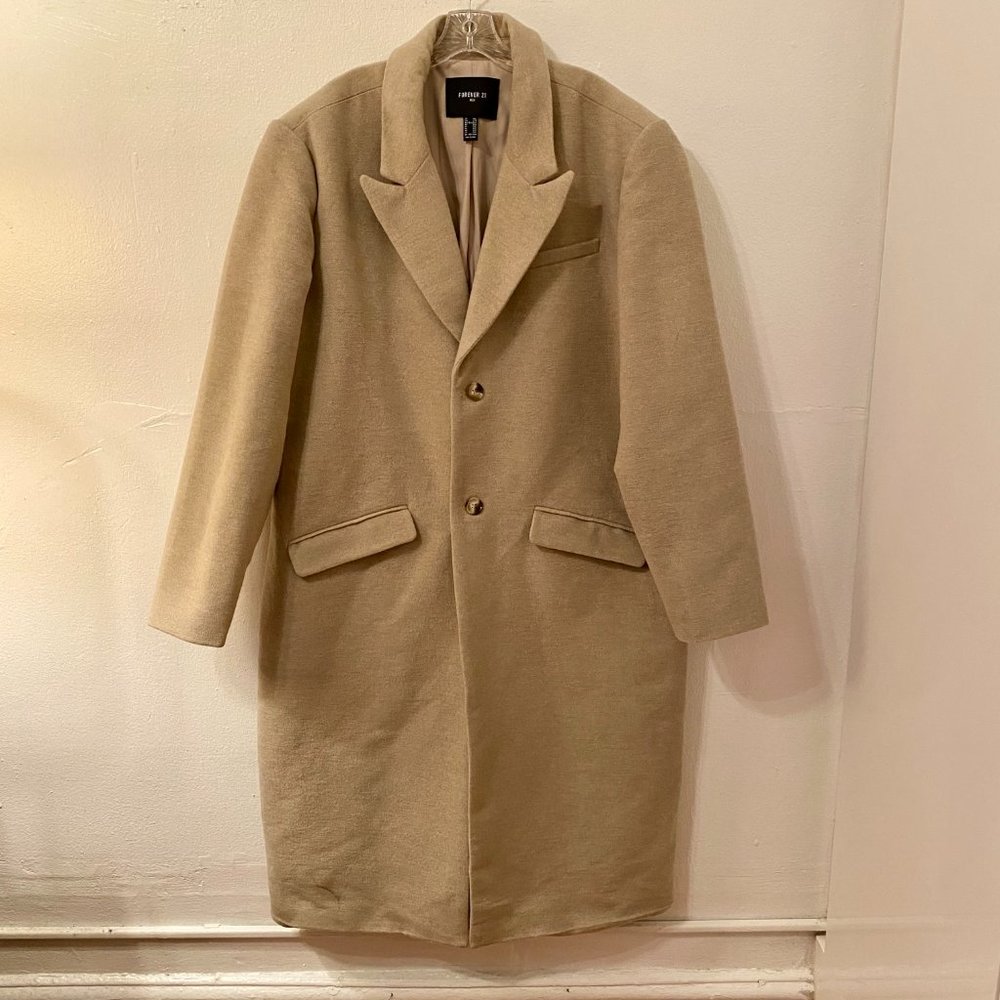 Men's Forever 21 Brushed Notched Longline Coat Size XXL - Picture 2 of 5